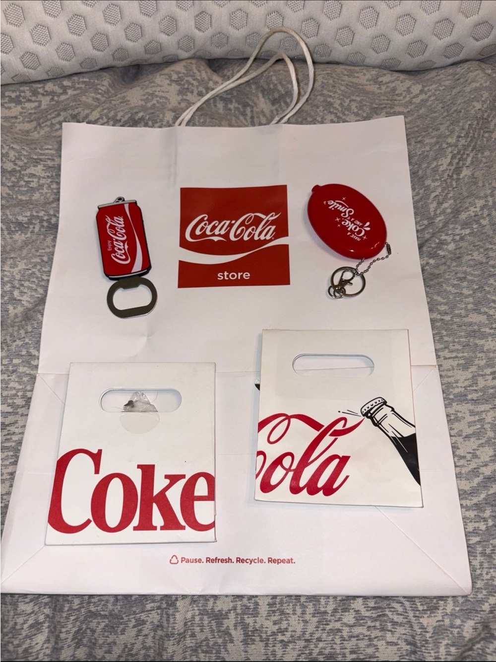 Coke store collectible keychain coin + magnetic bottle opener NEW Coca Cola